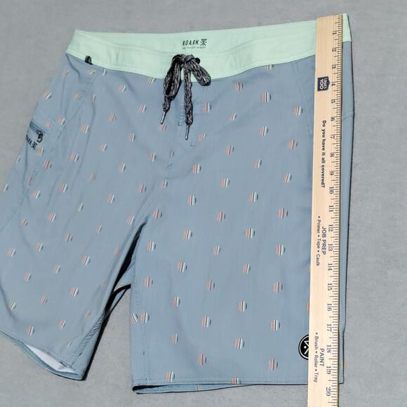 Roark Swim Trunks Board Shorts Mens 36 Savage Series 9" Blue Green Geometric - Picture 12 of 14